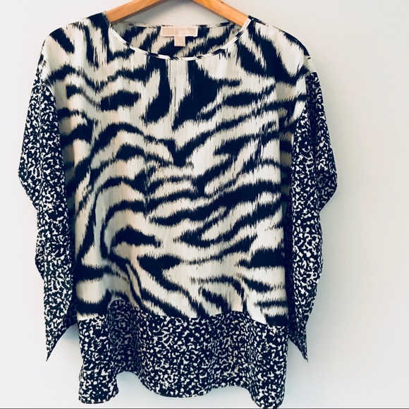 Michael Kors chiffon zebra print poncho top sz S/M - Picture 3 of 6